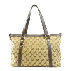 Gucci Canvas Bag Abbey brown Shoulder Tote Leather beige GG